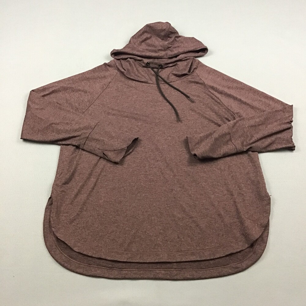 Athleta Shirt Women 1X Plus Red Solid Pullover Hoodie Drawstring Stretch Grm